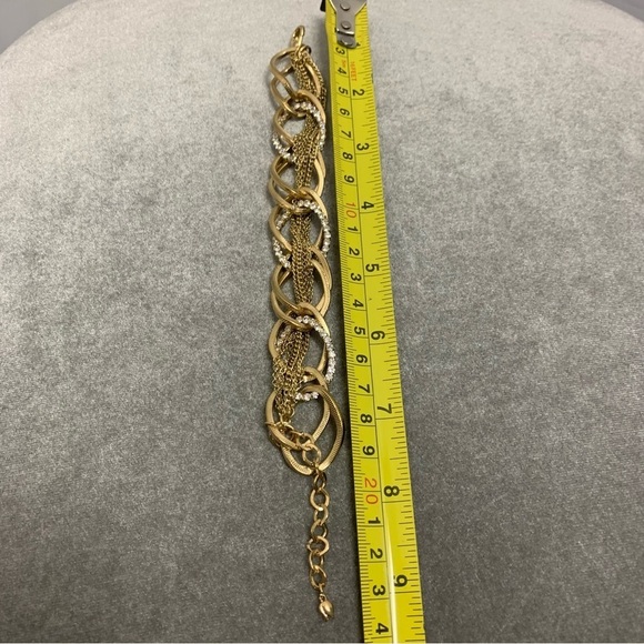 GOLD tone chain cubic zirconia braided bracelet - Picture 4 of 5